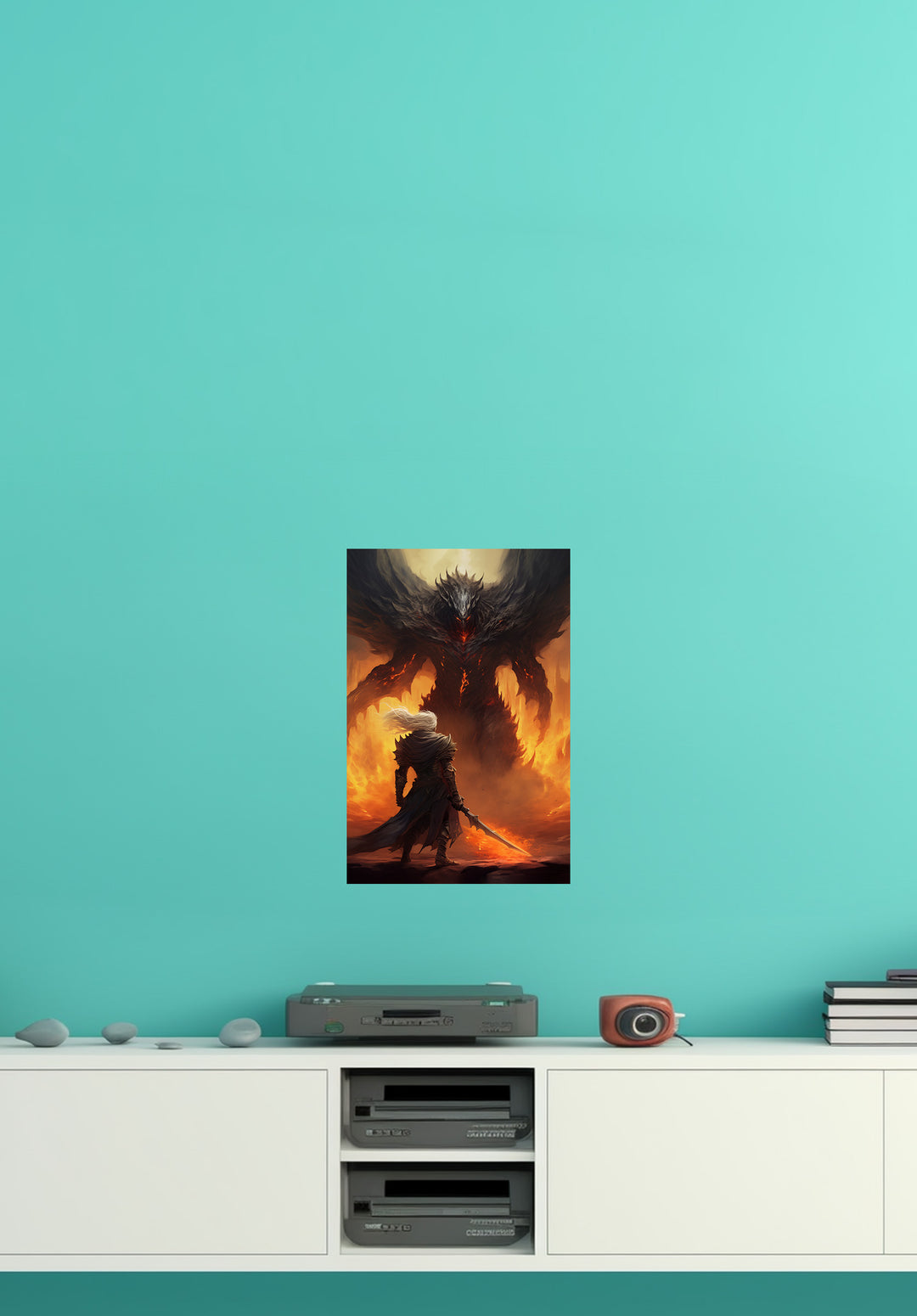 Ashen Warrior Versus Monster - Wall Poster